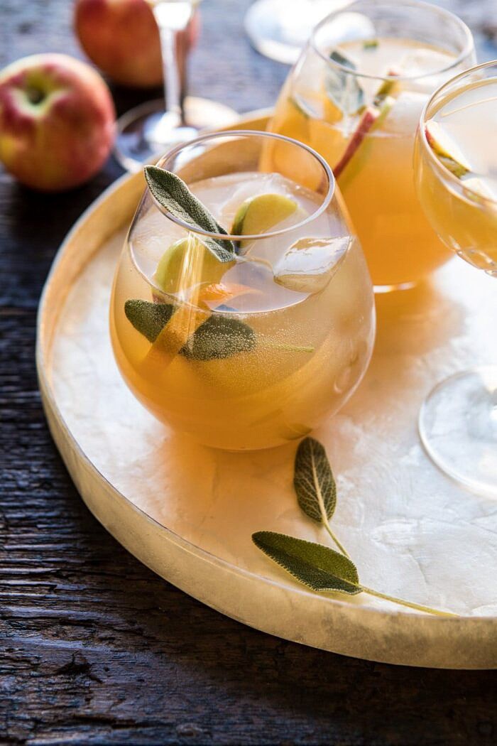 Harvest Apple Ginger Spritz | halfbakedharvest.com #fall #thanksgiving #apples #drinks #cocktails