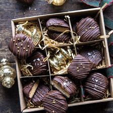 Slice n' Bake Chocolate Covered Peanut Butter Cookies | halfbakedharvest.com #cookies #Christmas #easyrecipes #chocolate #peanutbutter