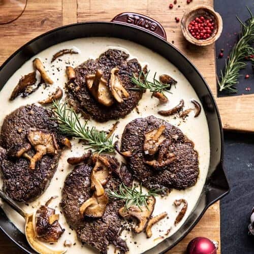 Rosemary Beef Tenderloin with Wild Mushroom Cream Sauce