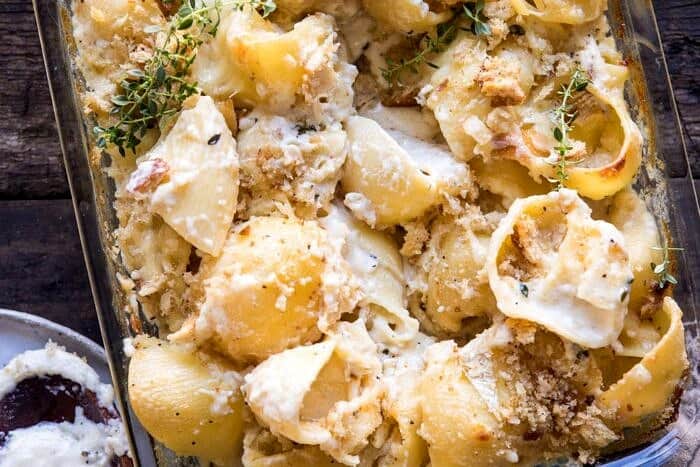 horizontal photo of Baked Brie Mac and Cheese
