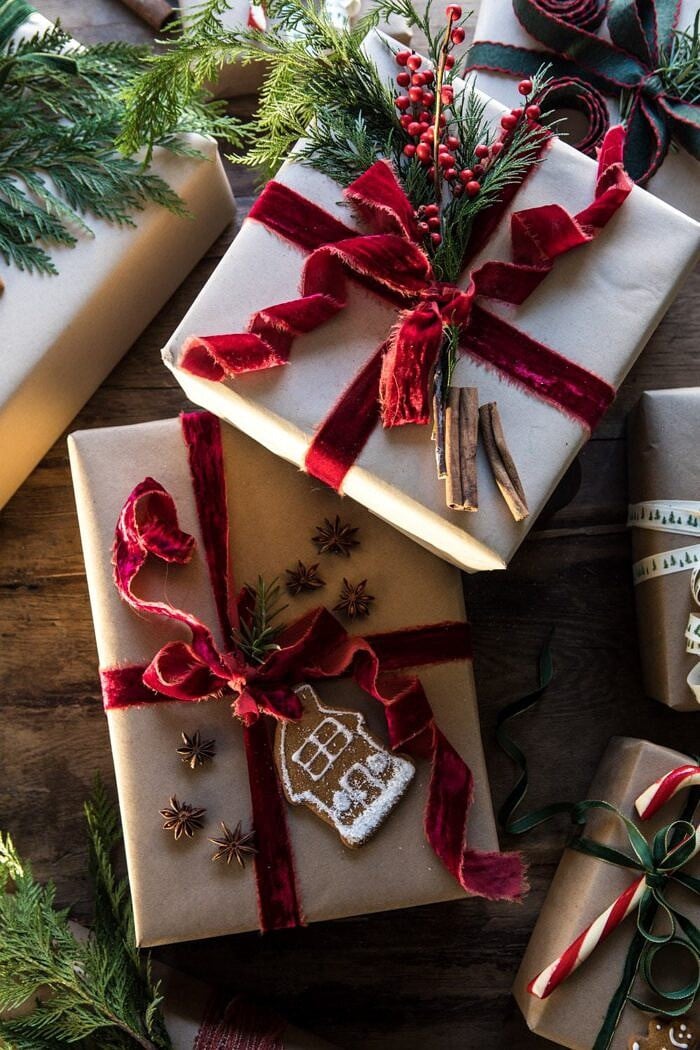 White Goat Christmas Ornament Red Gift Box