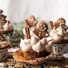 Gingerbread Cupcakes with Cinnamon Browned Butter Buttercream | halfbakedharvest.com #gingerbread #cupcakes #dessert #holiday #easyrecipes #christmas