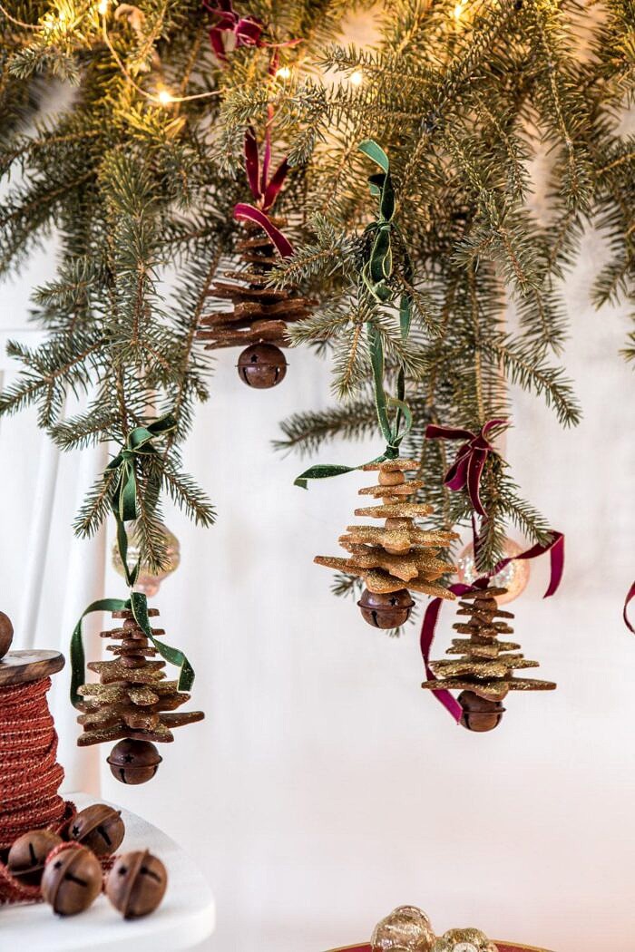 hanging Glittered Gingerbread Christmas Tree Ornaments 