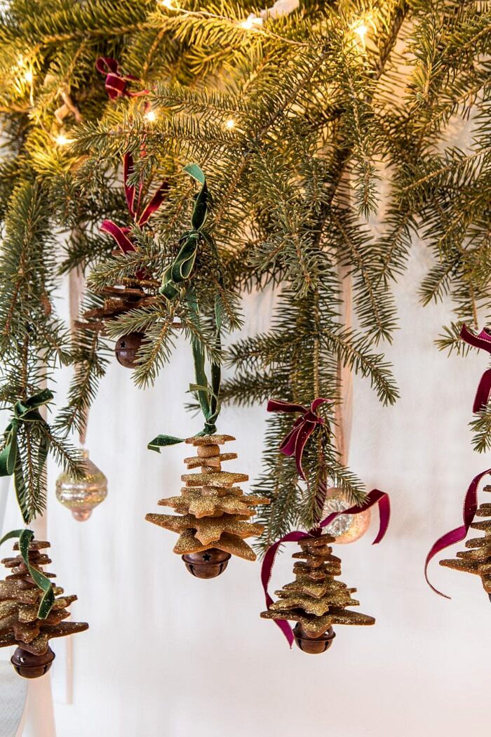 hanging Glittered Gingerbread Christmas Tree Ornaments