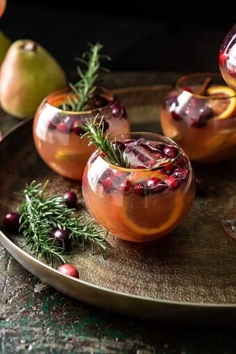Holiday Pear Sangria | halfbakedharvest.com #sangria #cocktail #drinks #christmas