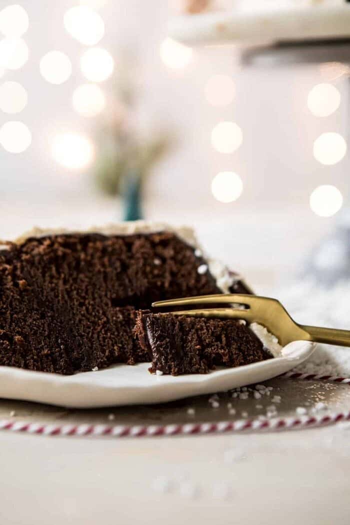North Pole Cake slice with fork on cake