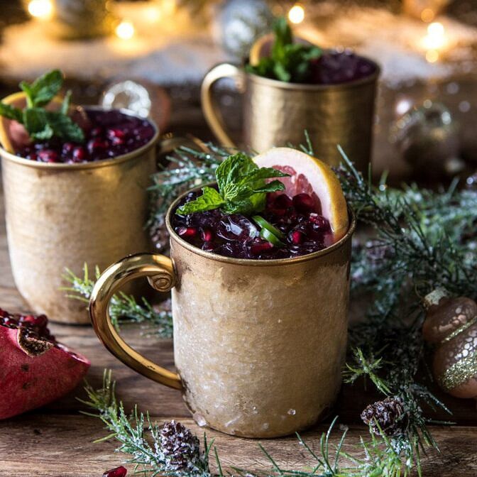 Spicy Pomegranate Moscow Mule | halfbakedharvest.com #cocktails #christmas #holiday #drinks #pomegranate #vodka