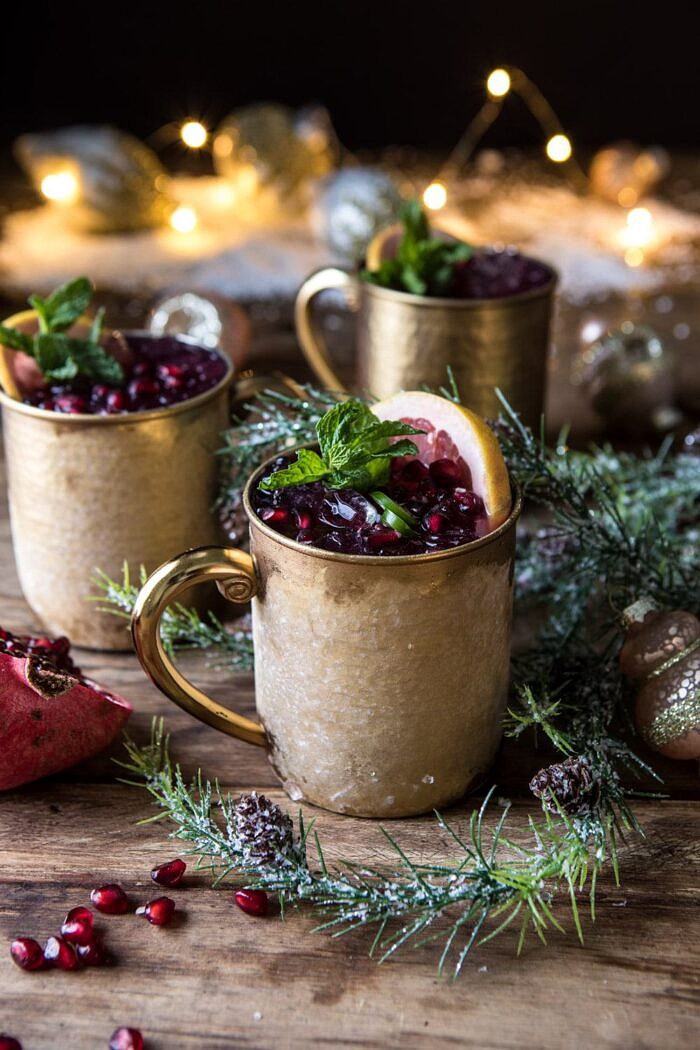 Spicy Pomegranate Moscow Mule | halfbakedharvest.com #cocktails #christmas #holiday #drinks #pomegranate #vodka