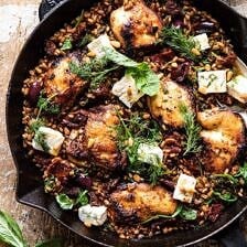 One Skillet Greek Sun-Dried Tomato Chicken and Farro | halfbakedharvest.com #skilletrecipes #chicken #healthyrecipes #onepan #easyrecipes