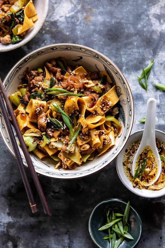 Better Than Takeout Szechuan Noodles with Sesame Chili Oil | halfbakedharvest.com #dinner #noodles #easyrecipes #chinese