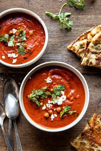 New! Creamy Moroccan Tomato Soup. The cozy weeknight soup that's quick, easy, and healthy too. Recipe: https://www.halfbakedharvest.com/creamy-moroccan-tomato-soup/ #tomatosoup #easyrecipes #healthy #soup #vegan