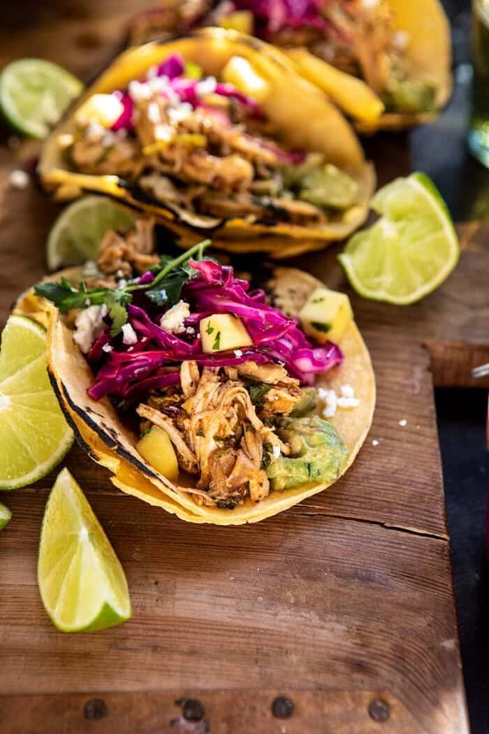 side angle photo of Slow Cooker Chipotle Orange Street Tacos