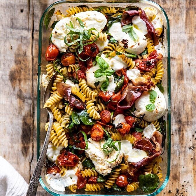 Caprese Pesto Pasta Bake | halfbakedharvest.com #caprese #pesto #pasta #easyrecipes