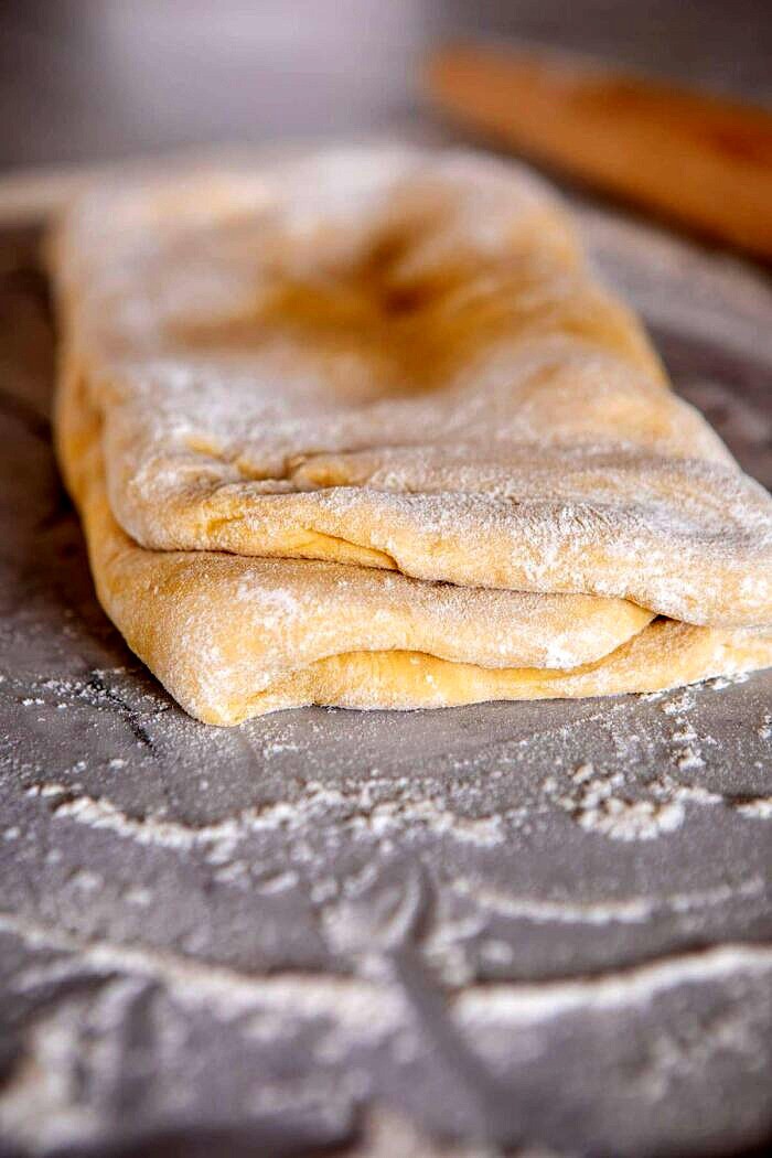 Flaky Honey Brioche Bread dough before rolling