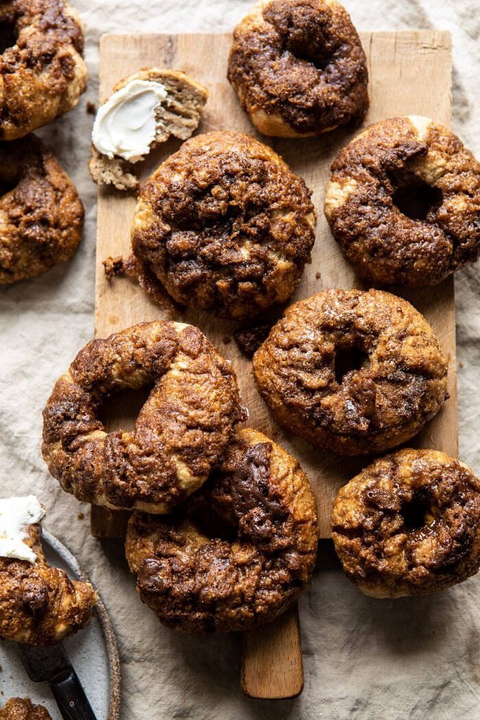 Homemade Cinnamon Crunch Bagels | halfbakedharvest.com #homemade #bagels #easyrecipes #brunch #breakfast