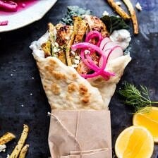 Roasted Chicken Gyros with Tzatziki and Feta Fries | halfbakedharvest.com #greek #gyro #easyrecipes #healthy #chicken