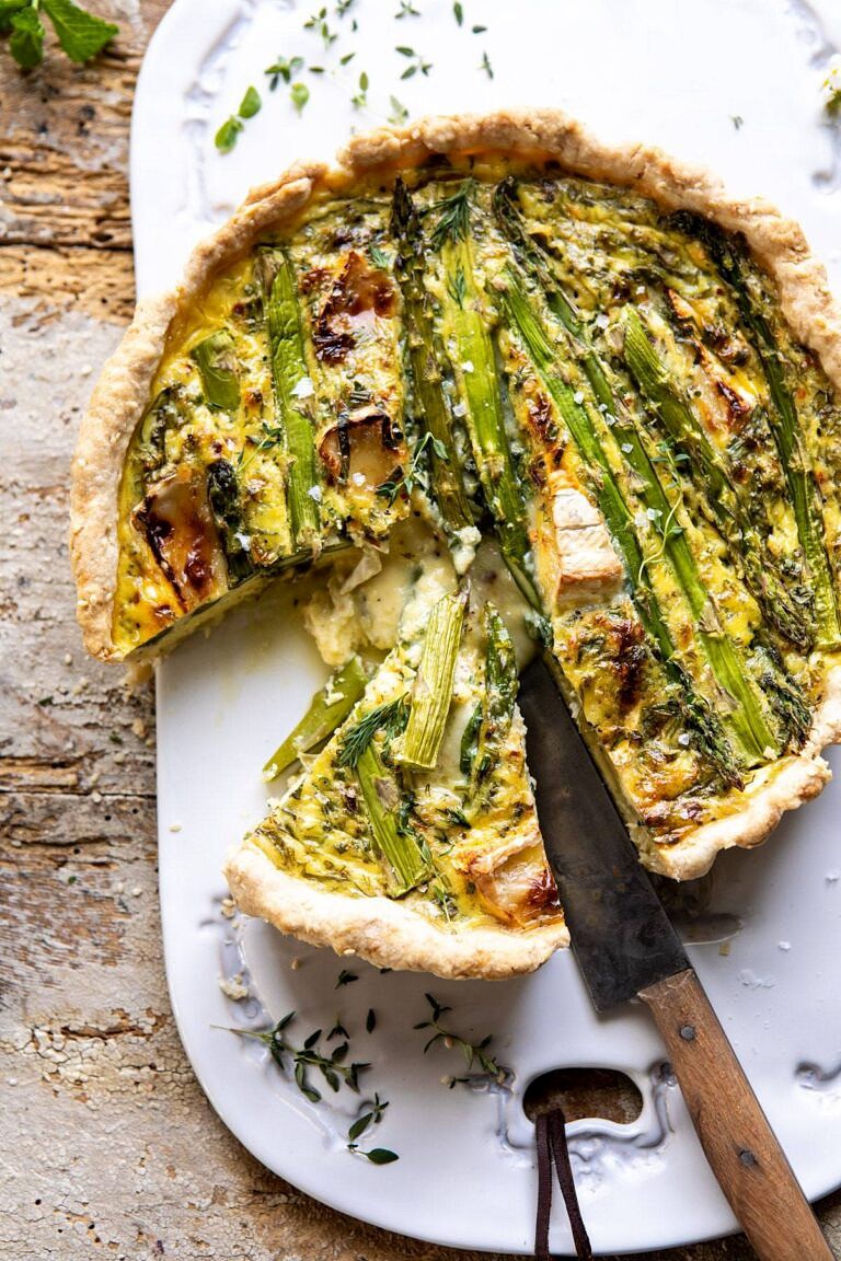 Asparagus and Brie Quiche. - Half Baked Harvest