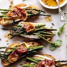 Crispy Prosciutto, Asparagus, and Brie Toast | halfbakedharvest.com #easyrecipes #appetizers #brie #mothersday #spring #summer