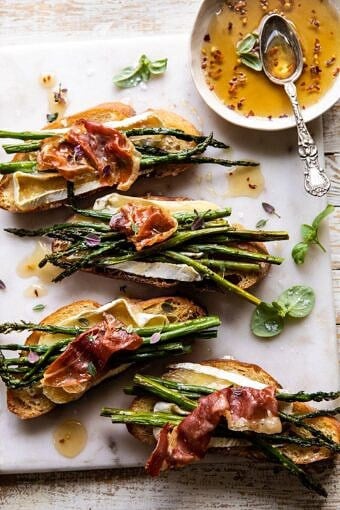 Crispy Prosciutto, Asparagus, and Brie Toast | halfbakedharvest.com #easyrecipes #appetizers #brie #mothersday #spring #summer