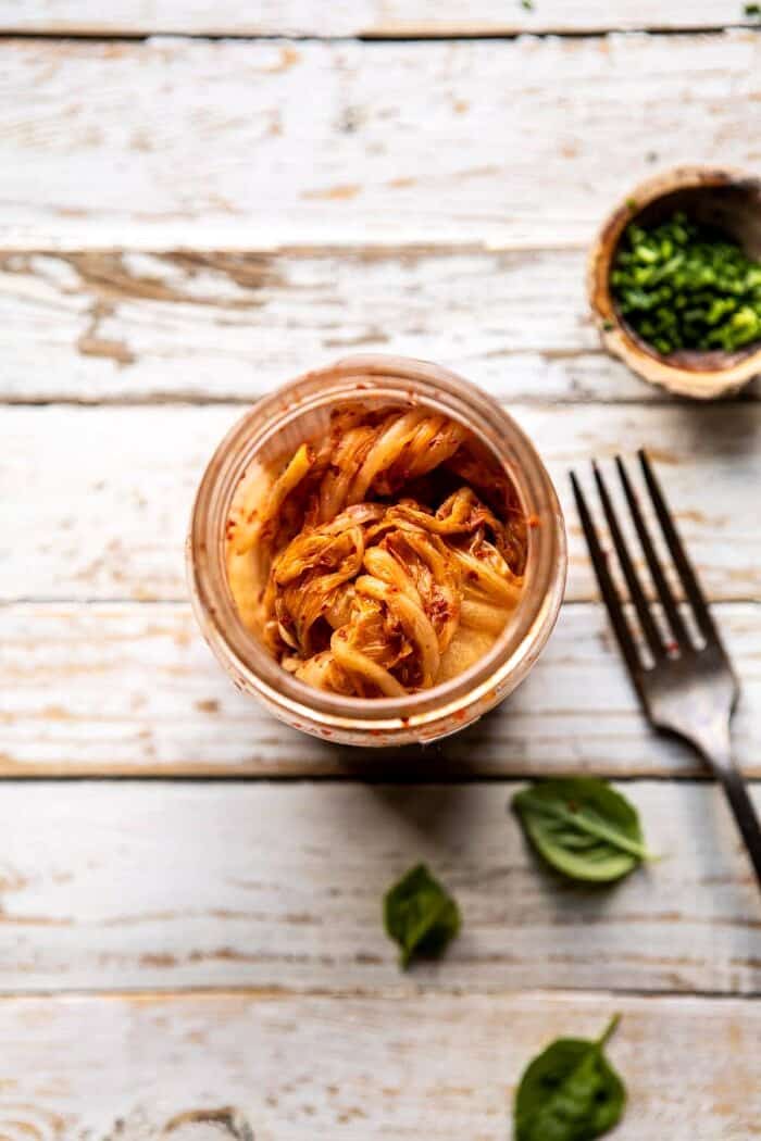 Kimchi in glass jar