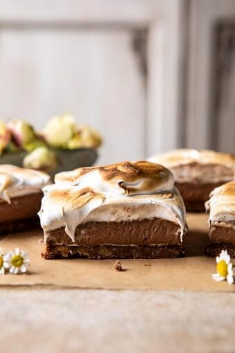 S'mores Chocolate Mousse Bars | halfbakedharvest.com #smores #dessert #chocolate #summerrecipes