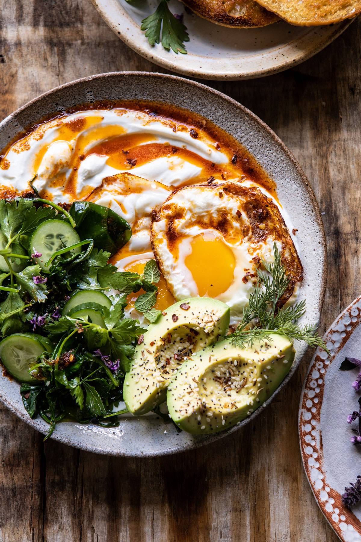 Turkish Eggs with Chile Butter and Whipped Feta | halfbakedharvest.com #breakfast #brunch #healthyrecipes #eggs #spring #summer