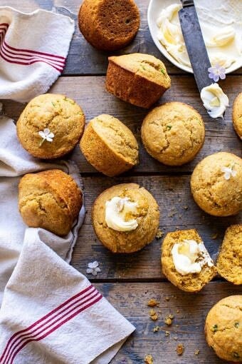 Browned Butter Jalapeño Cornbread Muffins | halfbakedharvest.com #cornbread #easyrecipes #brownedbutter