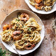 Garden Herb Shrimp Scampi Linguine | halfbakedharvest.com #pasta #shrimp #easyrecipes #summerrecipes