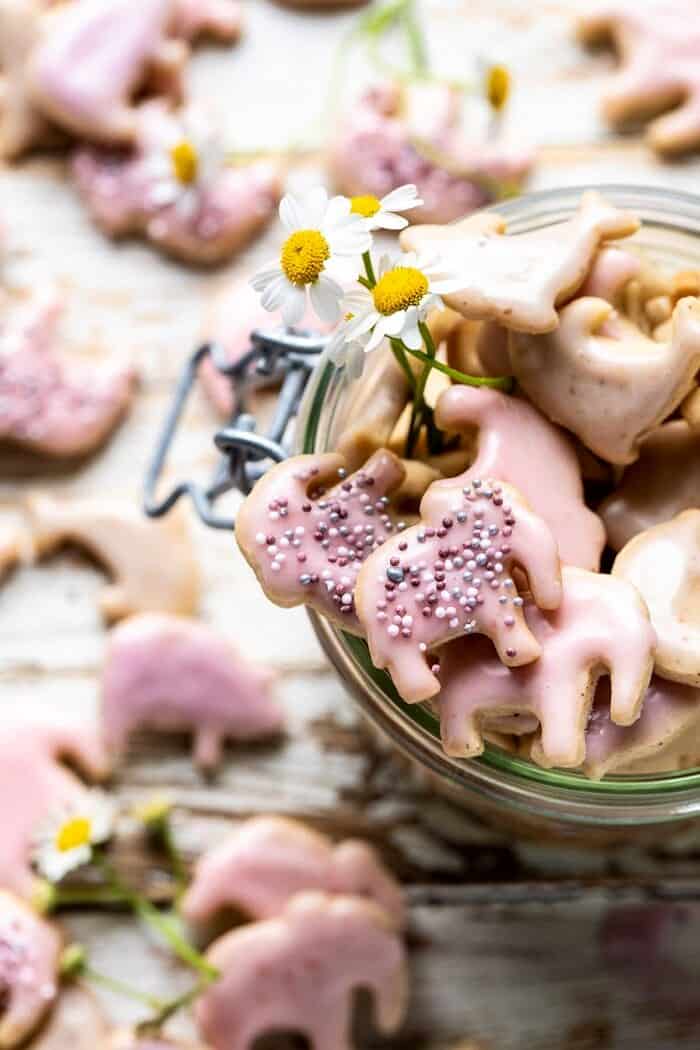 Homemade Animal Crackers packed in glass jar for storing