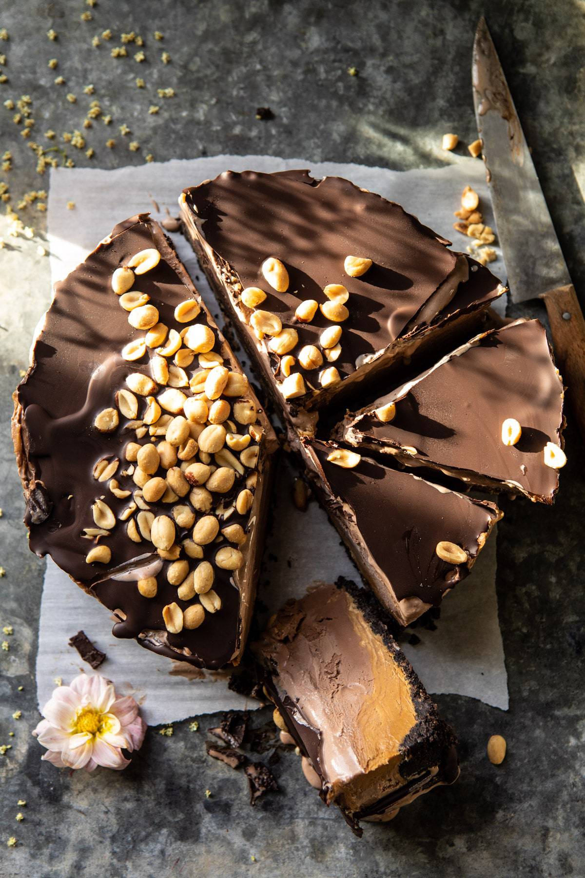 Nonnie's 6 Ingredient Chocolate Peanut Butter Ice Cream Cake | halfbakedharvest.com #icecream #easyrecipes #chocolate #peanutbutter #summer