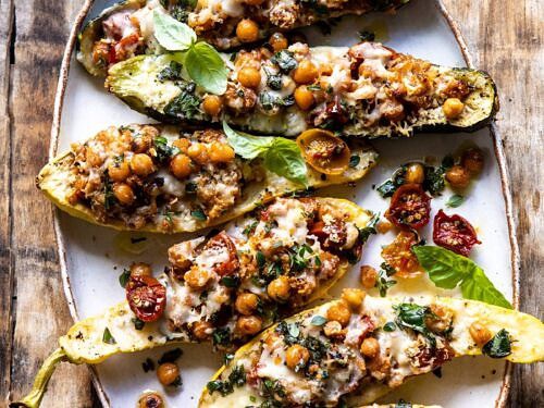 【1月】chakuꕤ*.゜ Spicy Chickpea and Cheese Stuffed Zucchini. - Half Baked Harvest