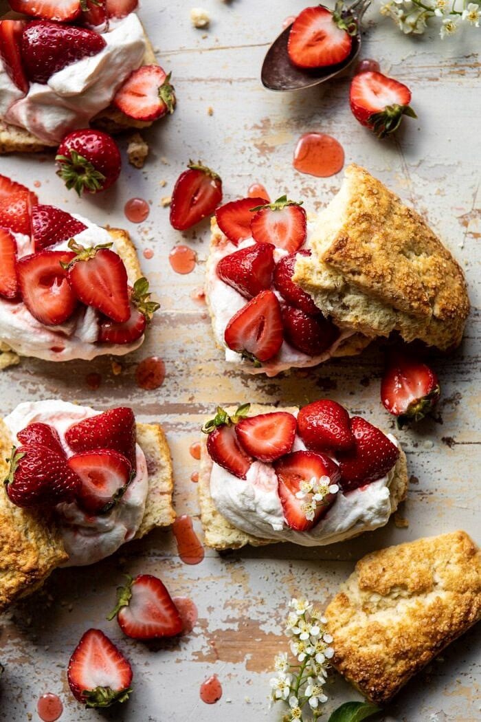 overhead close up photo of The Best Strawberry Shortcakes