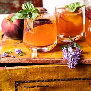 Balsamic Peach Spritz | halfbakedharvest.com #peach #peaches #wine #cocktail #drinks