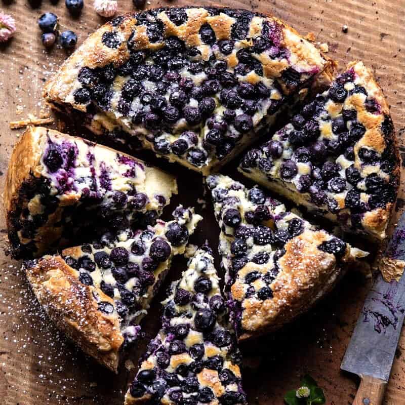 Simple Blueberry Basque Cheesecake | halfbakedharvest.com #cheesecake #blueberries #cake #easyrecipes