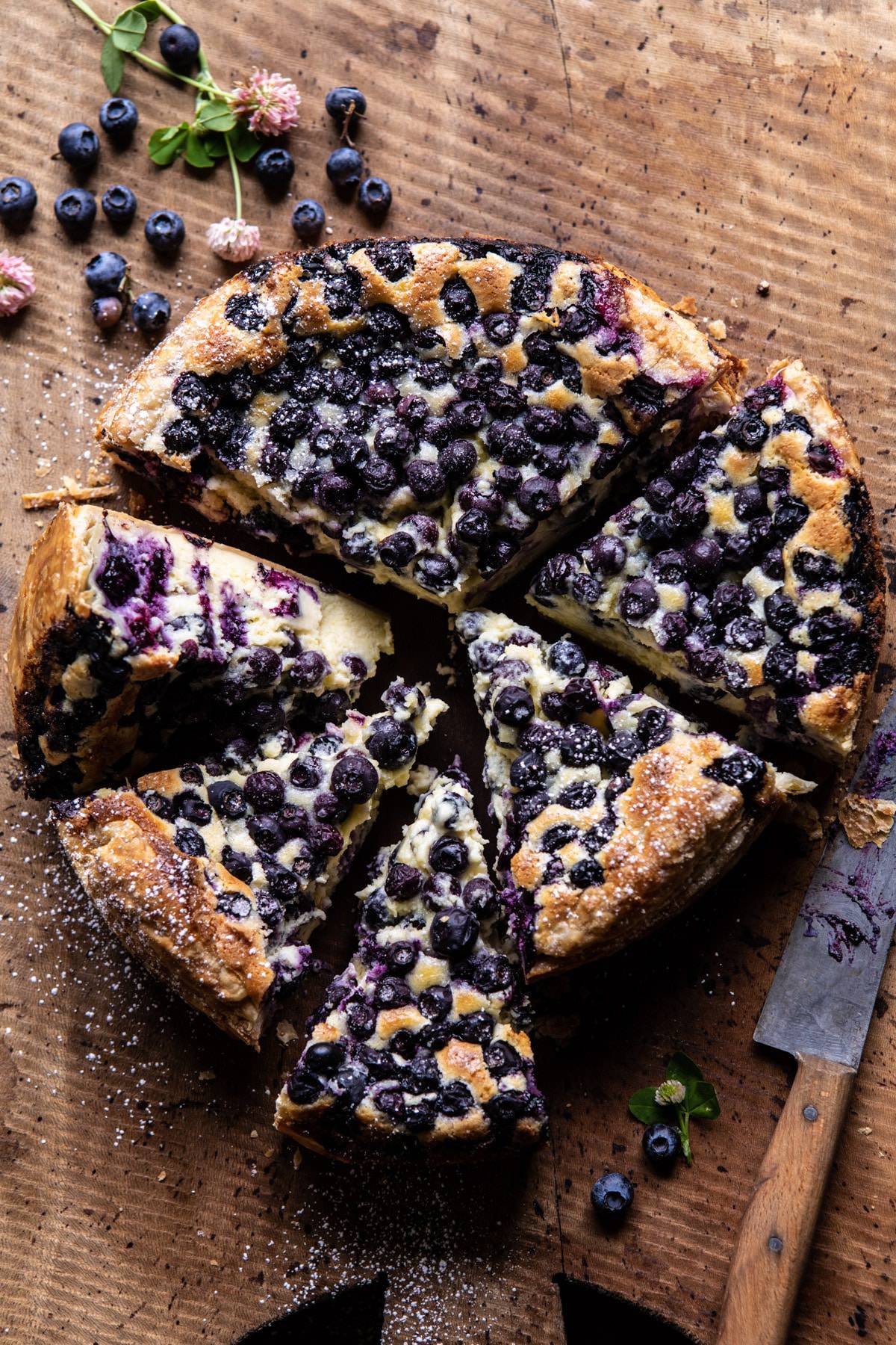 Simple Blueberry Basque Cheesecake | halfbakedharvest.com #cheesecake #blueberries #cake #easyrecipes