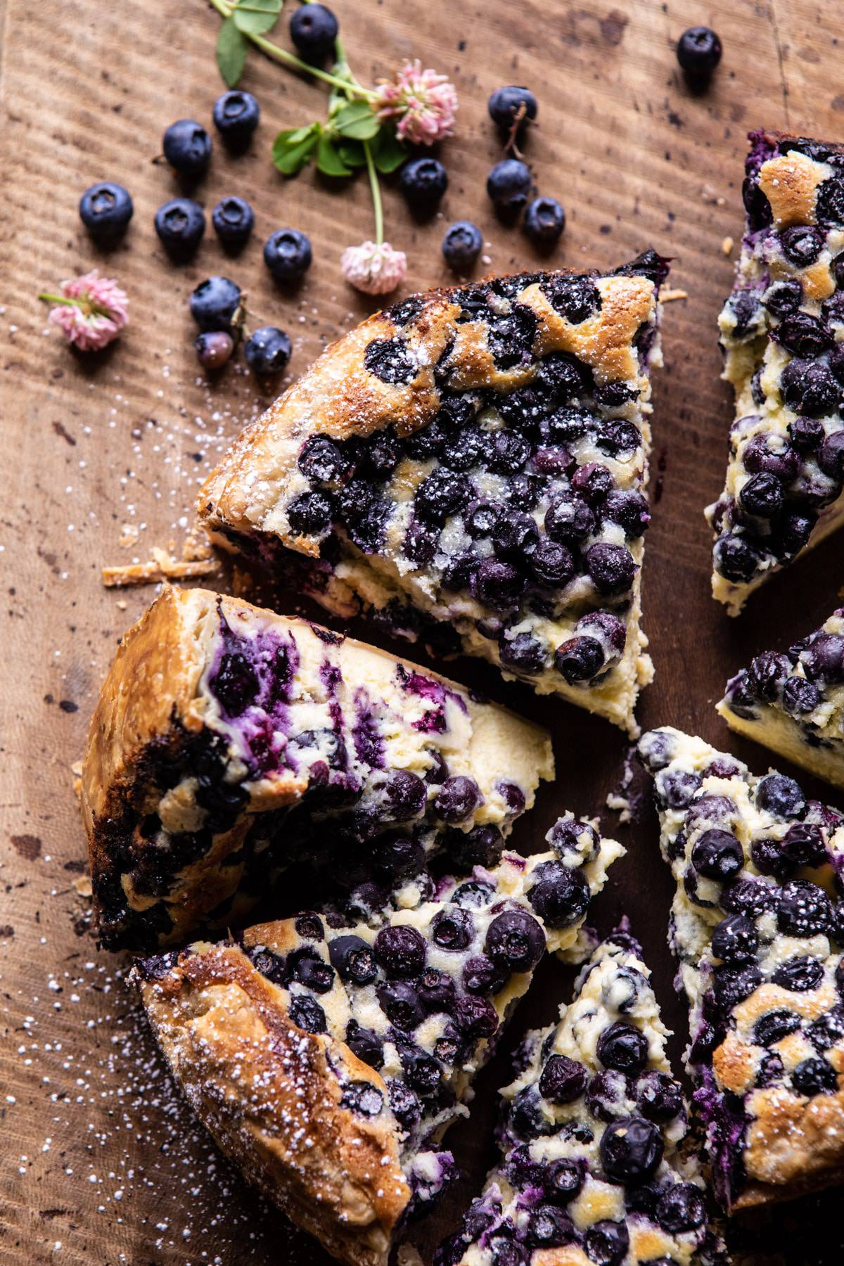 Simple Blueberry Basque Cheesecake | halfbakedharvest.com #cheesecake #blueberries #cake #easyrecipes