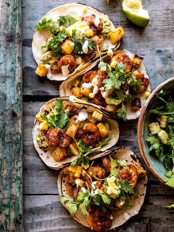 Sheet Pan Hawaiian Pineapple Shrimp Tacos | halfbakedharvest.com #sheetpan #tacos #easyrecipes #seafood