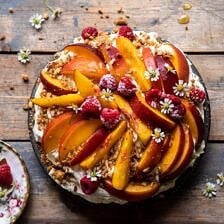 Peaches and Cream Pretzel Pie | halfbakedharvest.com #pie #peach #summer #dessert #easy