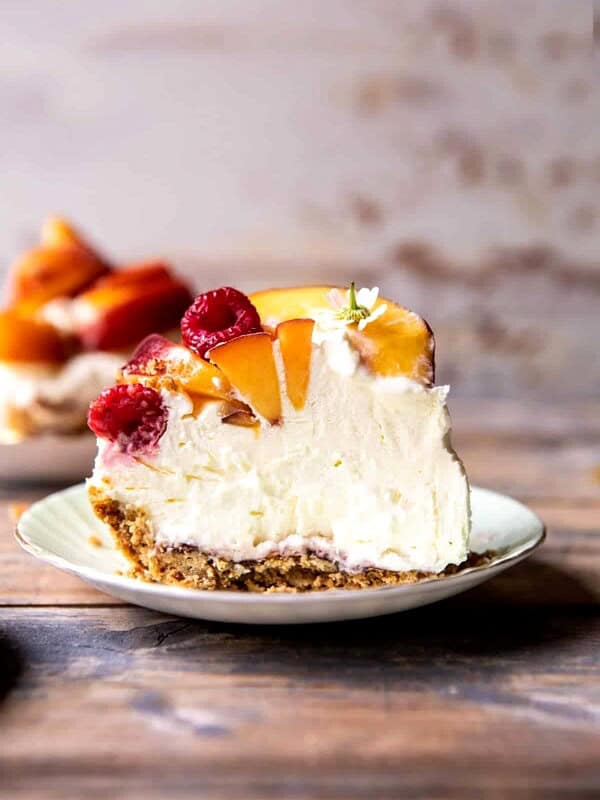 Peaches and Cream Pretzel Pie | halfbakedharvest.com #pie #peach #summer #dessert #easy