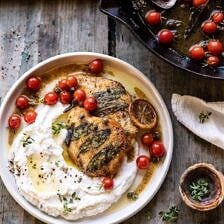 Sage Lemon Butter Chicken Piccata with Mashed Cauliflower | halfbakedharvest.com #chicken #healthyrecipes #easyrecipes #fall #autumn