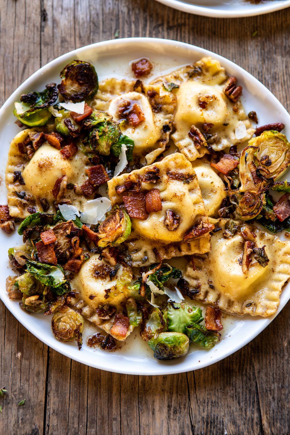 Brown Butter Brussels Sprout and Bacon Ravioli. - Half Baked Harvest