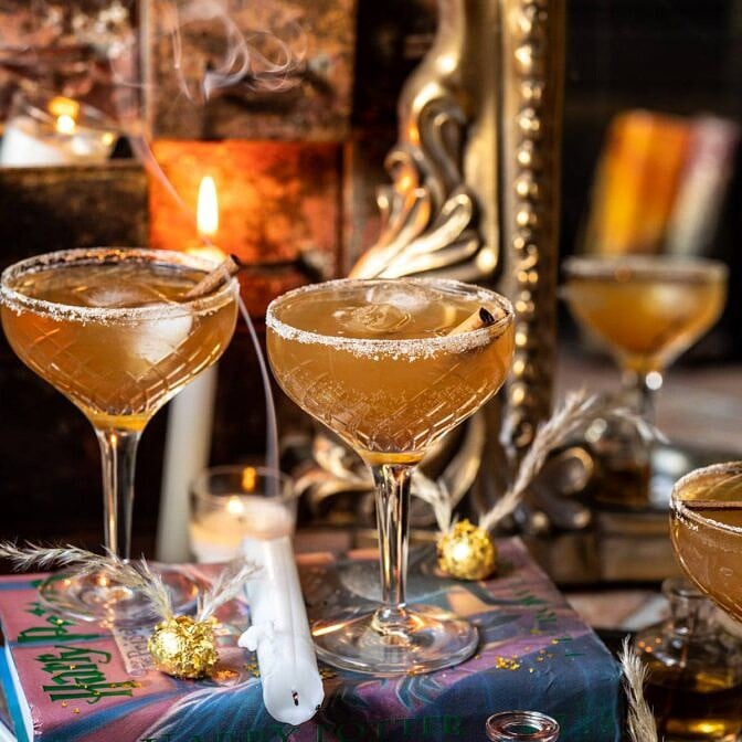 The Golden Snitch Cocktail | halfbakedharvest.com #harrypotter #cocktails #easy #fall