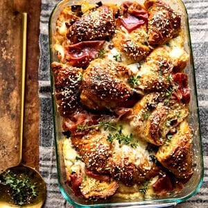 Ham and Cheese Croissant Bake | halfbakedharvest.com #brunch #breakfast #holiday #Christmas