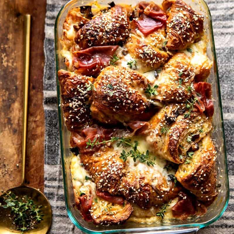 Ham and Cheese Croissant Bake | halfbakedharvest.com #brunch #breakfast #holiday #Christmas