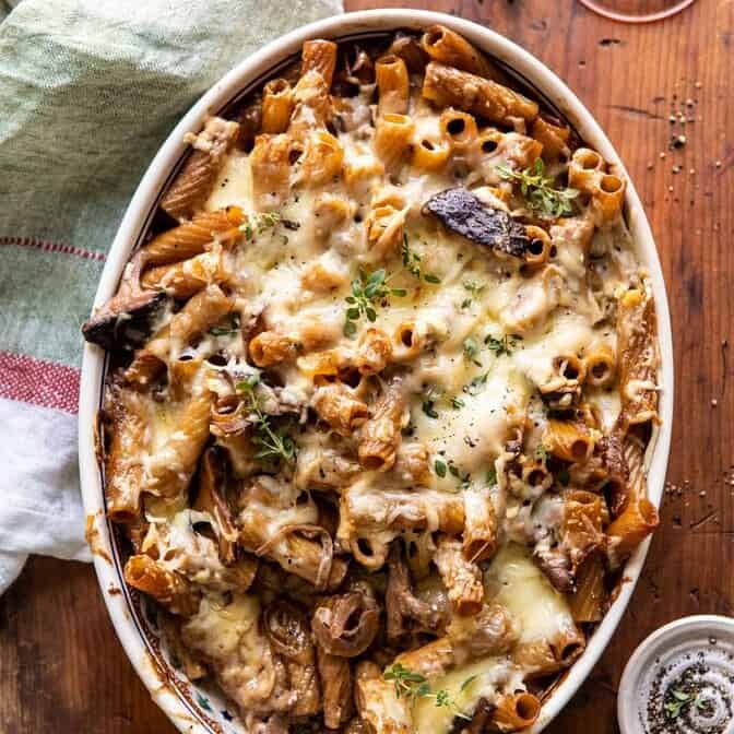 One Pot Creamy French Onion Pasta Bake | halfbakedharvest.com #pasta #frenchonion #easyrecipes