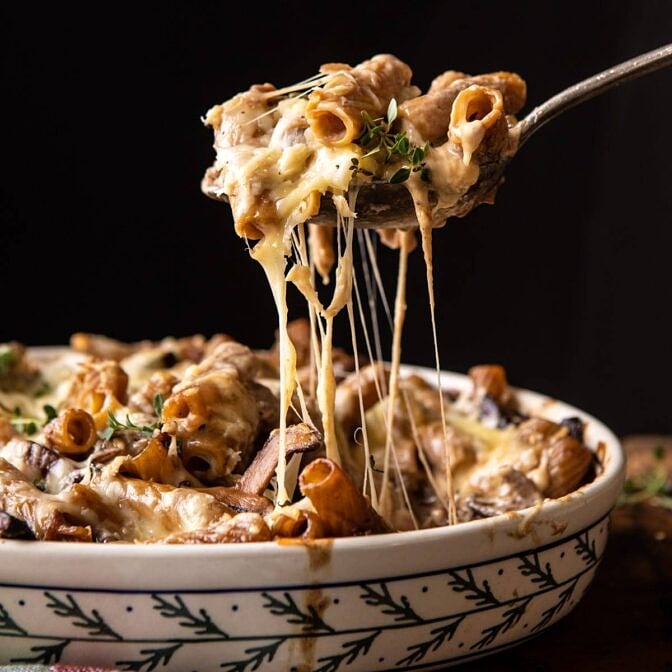 One Pot Creamy French Onion Pasta Bake | halfbakedharvest.com #pasta #frenchonion #easyrecipes