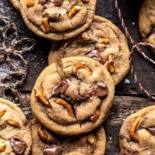 Salted Caramel Pretzel Snickerdoodles | halfbakedharvest.com #cookies #snickerdoodles #christmas