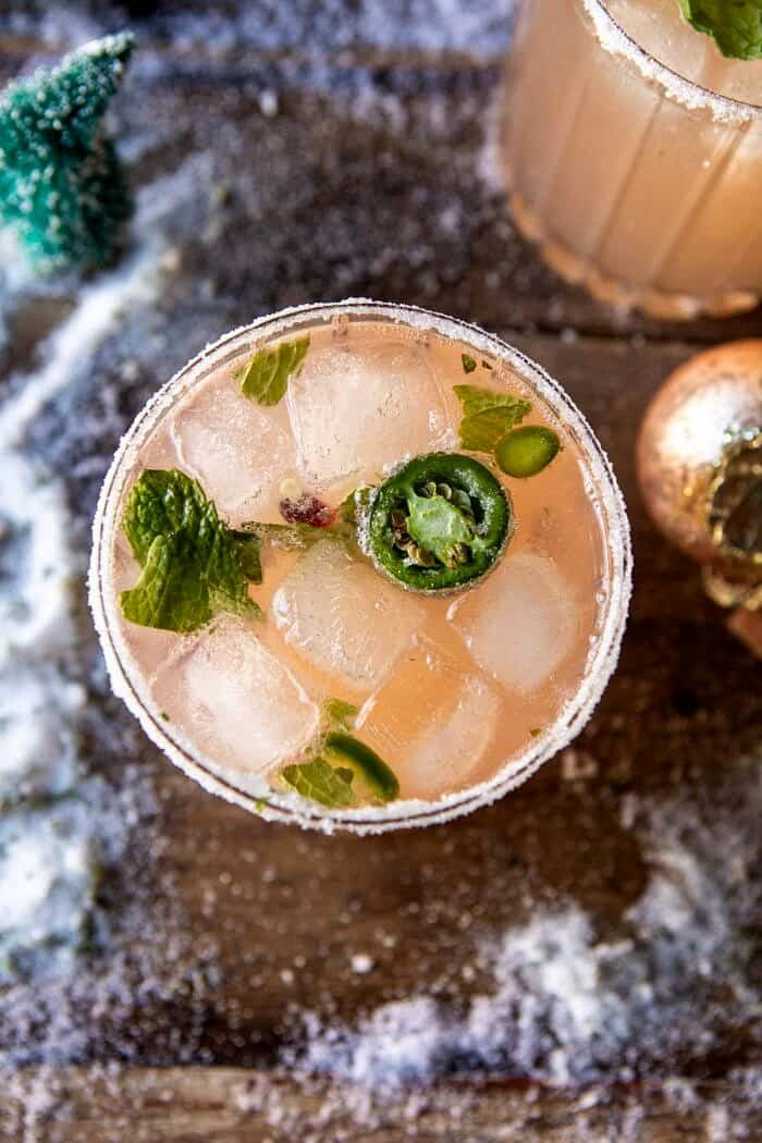 overhead photo of The Spicy Sweet Grinch Cocktail