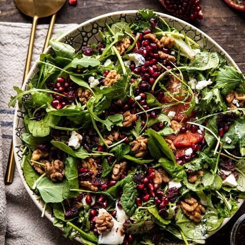 half baked harvest christmas salad with honey mustard dressing ingredients Winter Pomegranate Salad with Maple Candied Walnuts