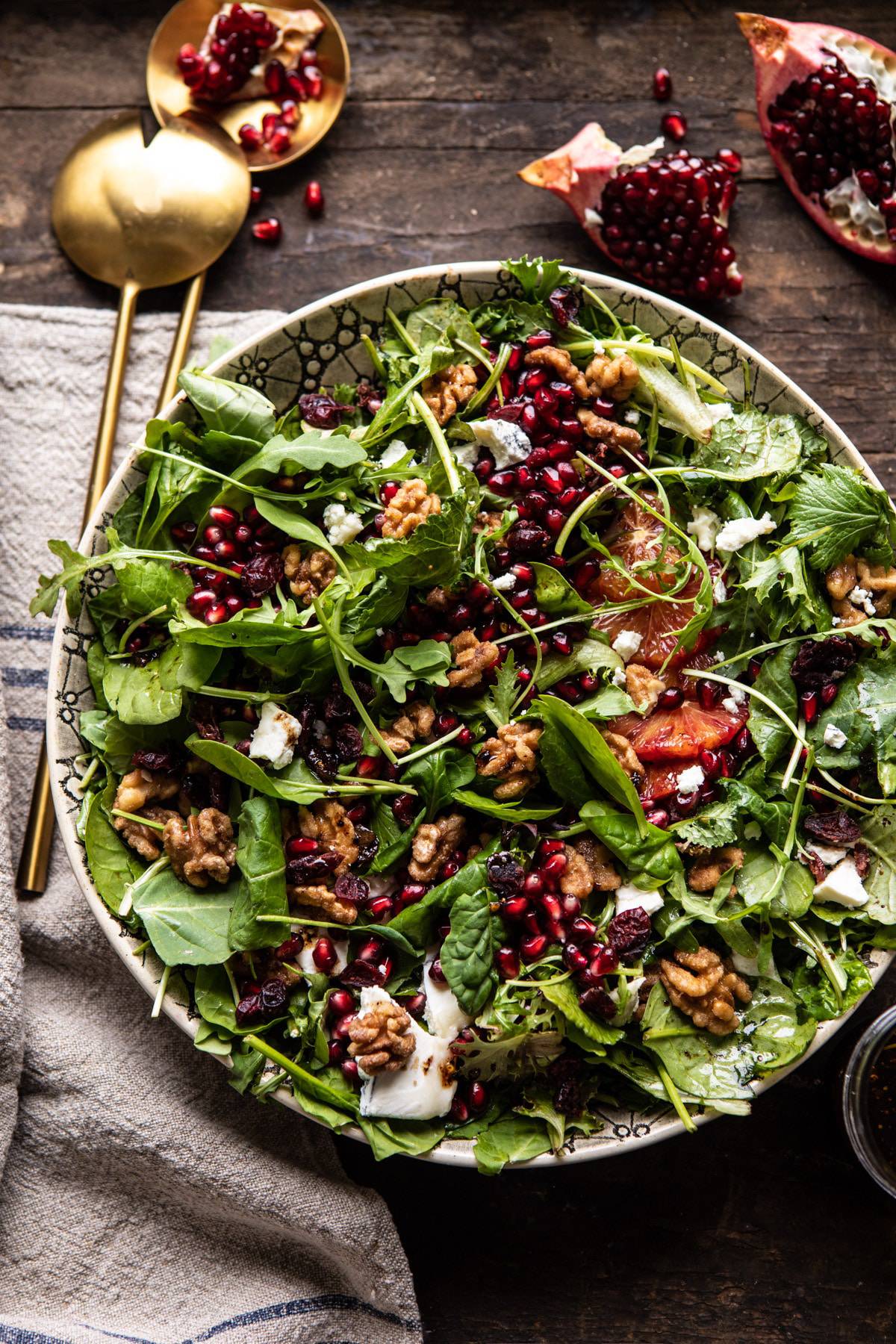 Winter Pomegranate Salad with Maple Candied Walnuts | halfbakedharvest.com #wontersalad #healthy